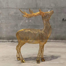 Abstract metal iron deer sculpture statue for sale